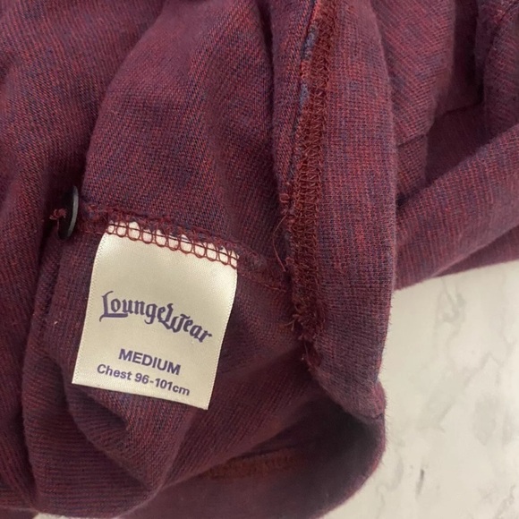 Loungewear Authentic Apparel Long Sleeve Hoodie Mens M Maroon Sweater Henley C1‍ - Picture 5 of 5